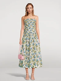 Raquel Ruched Midi Dress Floral Print