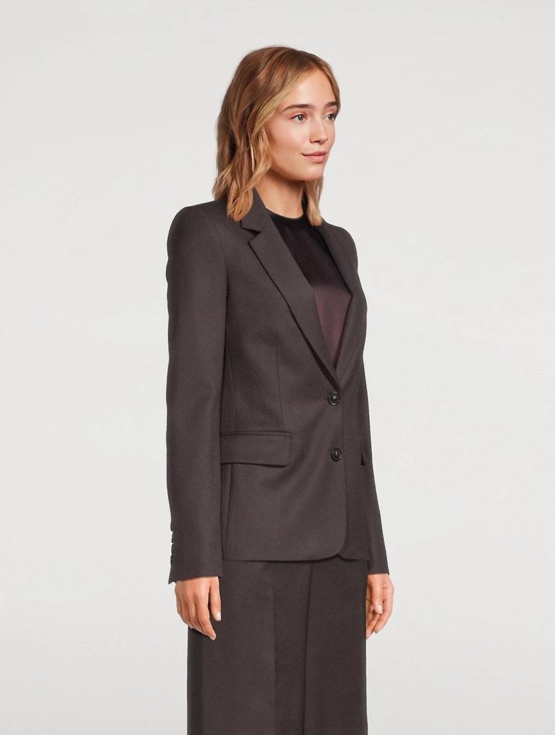 Single-Breasted Wool Flannel Blazer