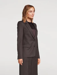 Single-Breasted Wool Flannel Blazer