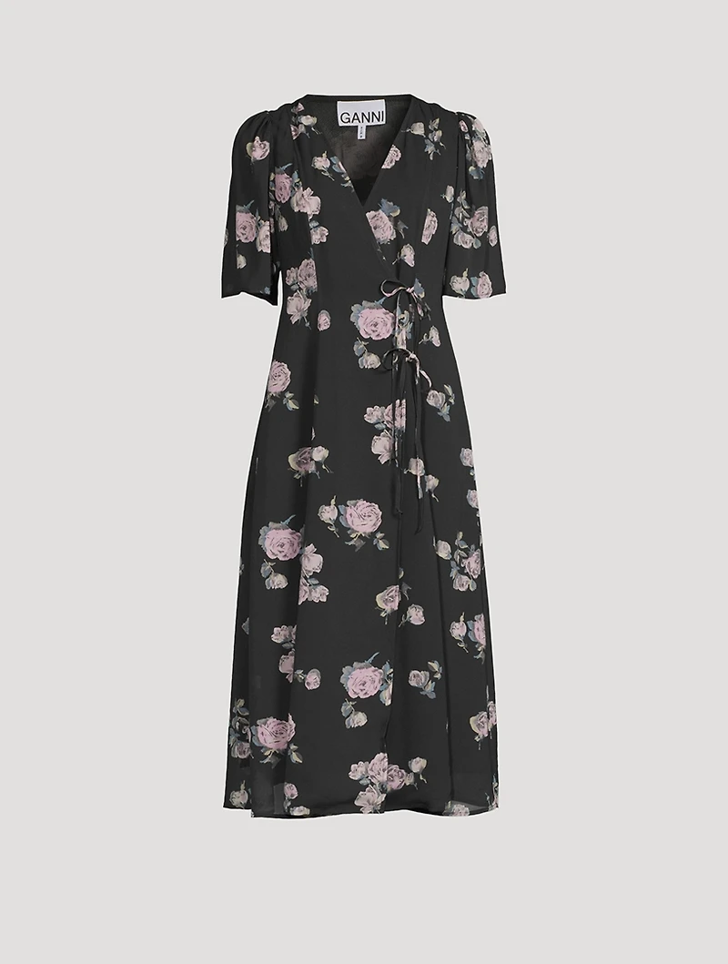 Crêpe Wrap Dress Floral Print