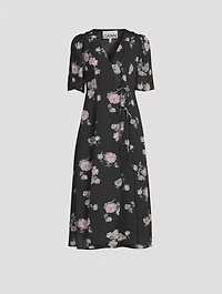 Crêpe Wrap Dress Floral Print