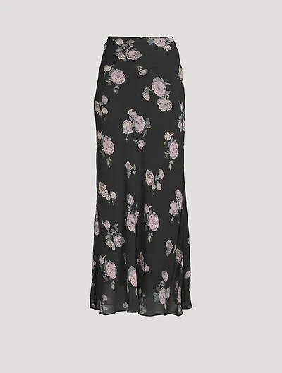 Crêpe Maxi Skirt Floral Print