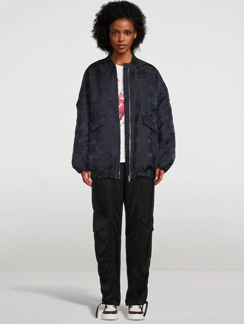 Botanical Jacquard Bomber Jacket