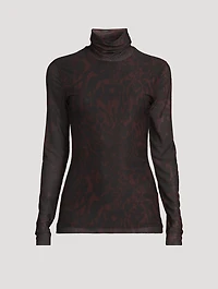 Mesh Turtleneck Animal Print