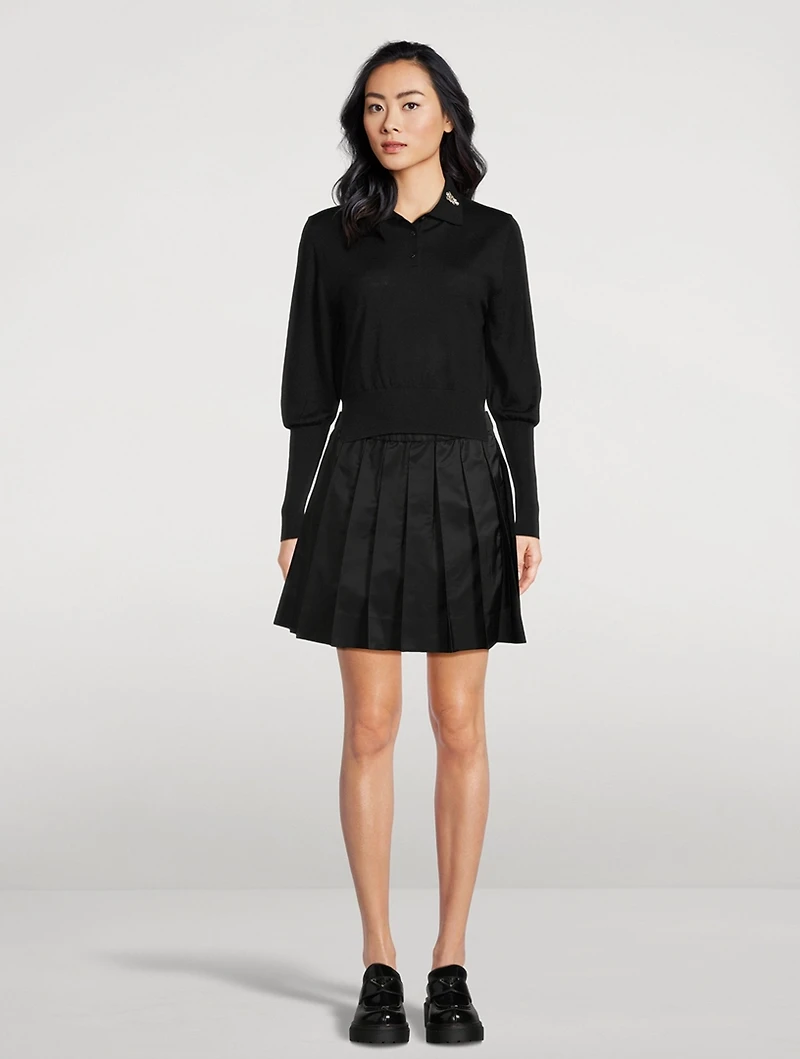 Pleated Taffeta Mini Skirt