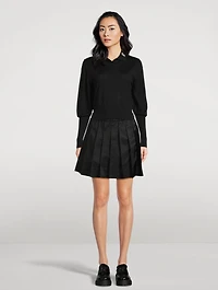 Pleated Taffeta Mini Skirt
