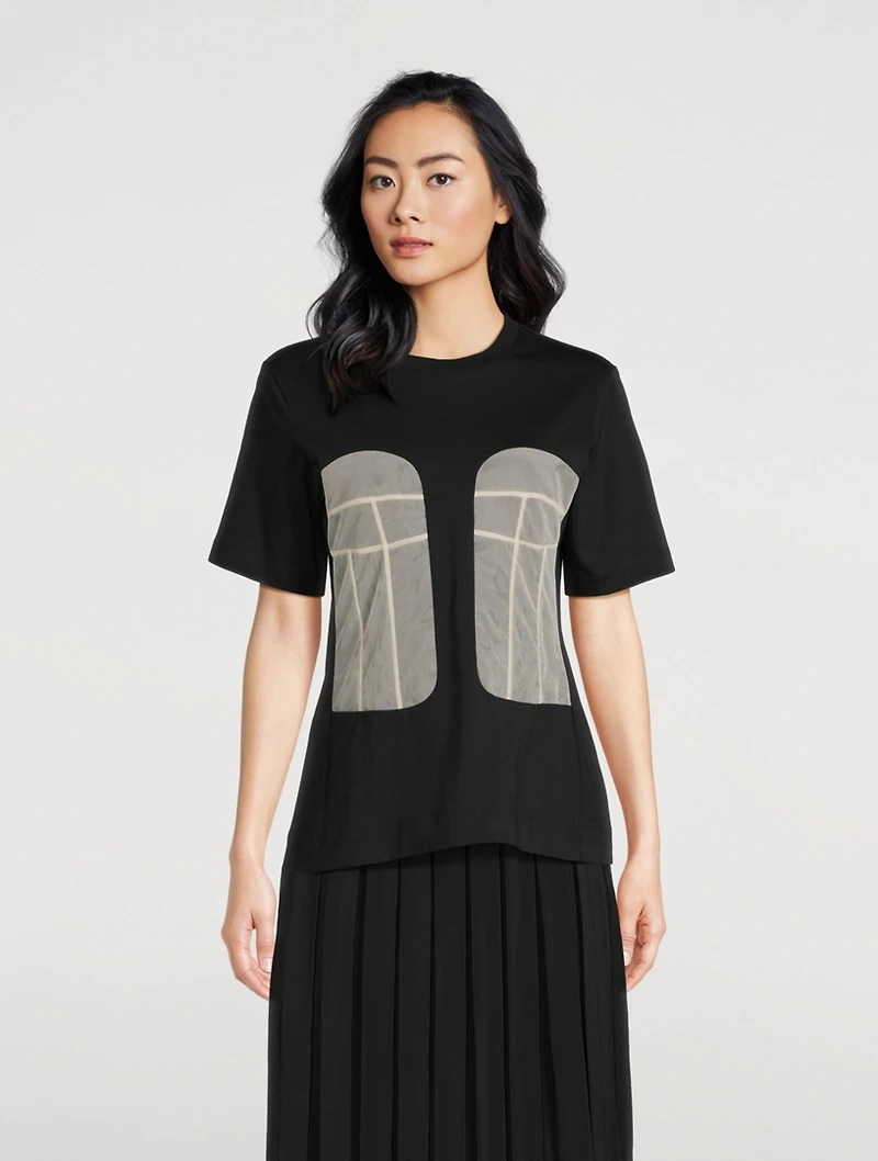 Jersey T-Shirt With Tulle Inserts