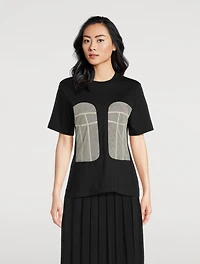 Jersey T-Shirt With Tulle Inserts