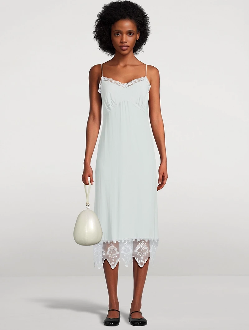 Lace-Trimmed Slip Dress