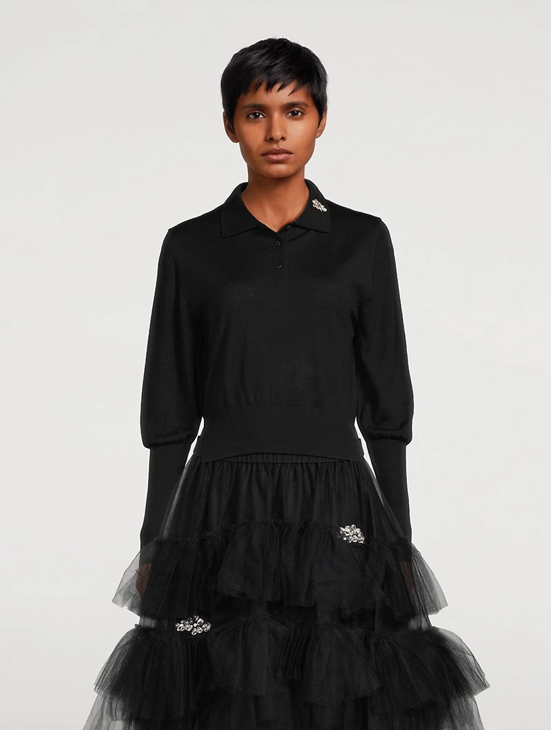 Wool Silk Polo Sweater