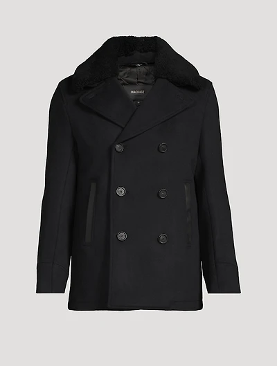 Cole Wool Double-Breasted Jacket With Shearling Collar