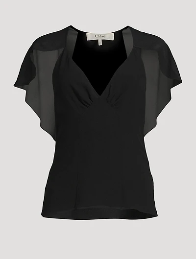 Silk Georgette Cape Blouse