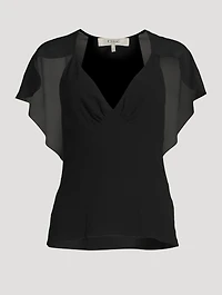 Silk Georgette Cape Blouse