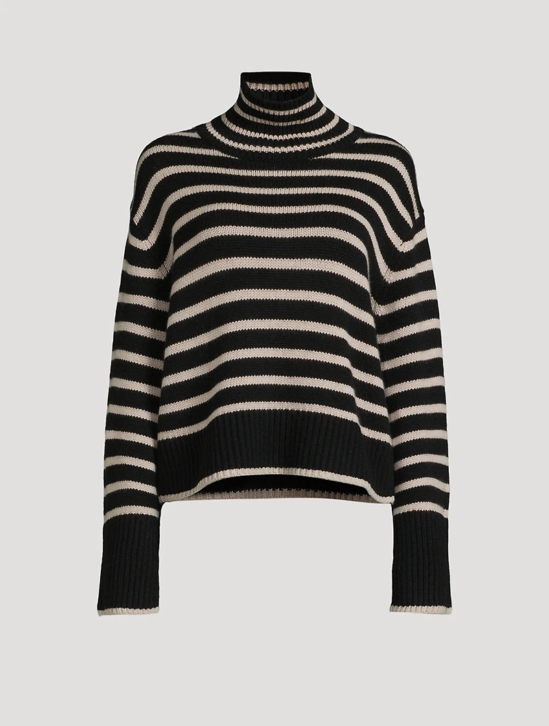 Fleur Cashmere Turtleneck Sweater Stripe