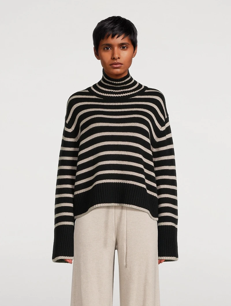 Fleur Cashmere Turtleneck Sweater Stripe