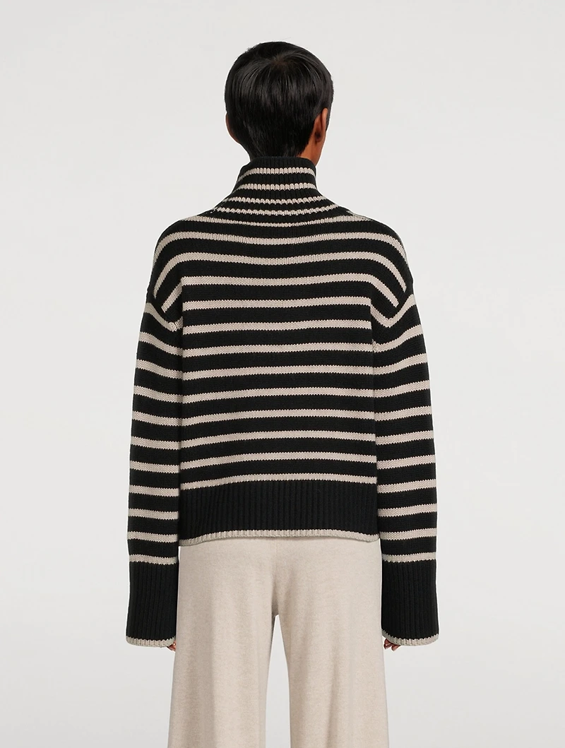 Fleur Cashmere Turtleneck Sweater Stripe