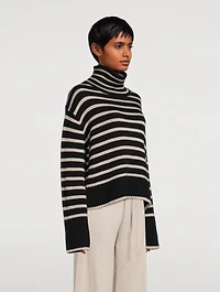 Fleur Cashmere Turtleneck Sweater Stripe