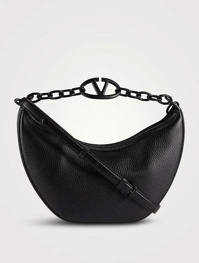 Small VLogo Moon Leather Shoulder Bag