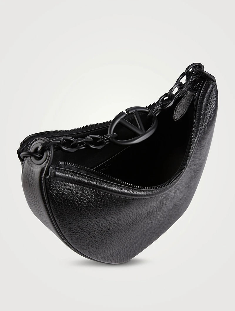 Small VLogo Moon Leather Shoulder Bag
