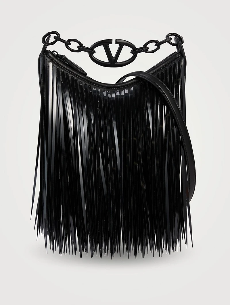 Mini VLogo Moon Fringe Leather Shoulder Bag