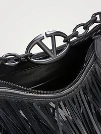 Mini VLogo Moon Fringe Leather Shoulder Bag