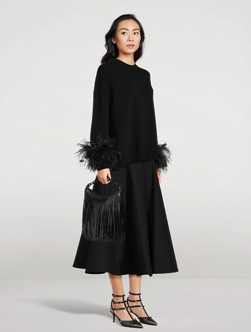 Mini VLogo Moon Fringe Leather Shoulder Bag