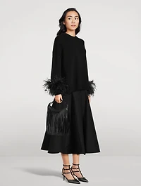 Mini VLogo Moon Fringe Leather Shoulder Bag
