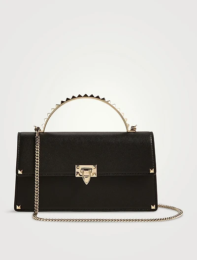Mini Rockstud Leather Top Handle Bag