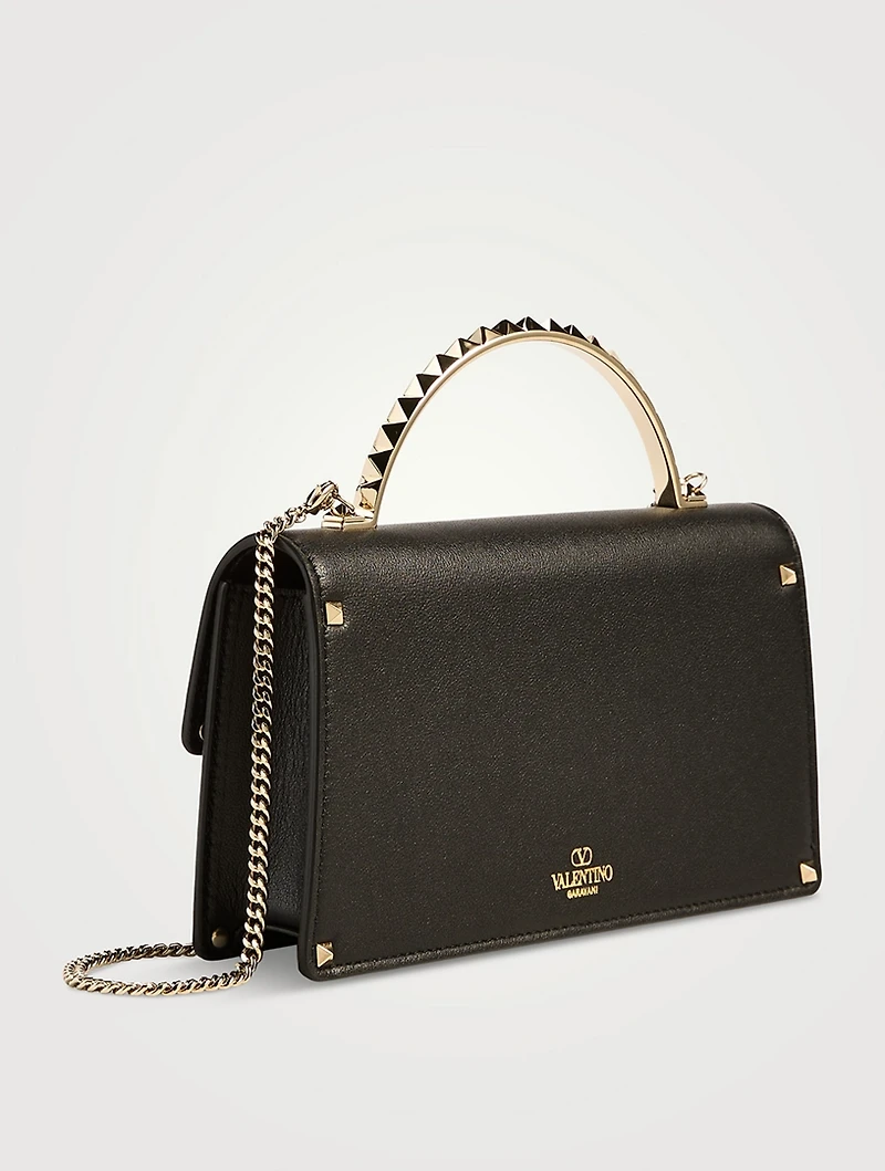 Mini Rockstud Leather Top Handle Bag