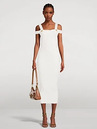 Off-The-Shoulder Knit Midi Dress