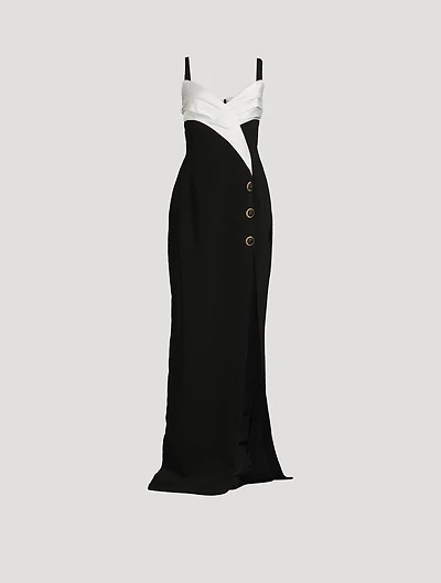 Wrap-Front Crêpe Gown