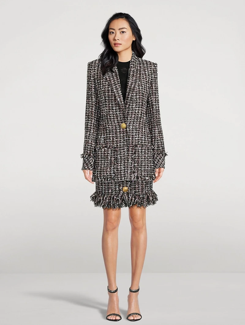 Fringed Tweed Blazer
