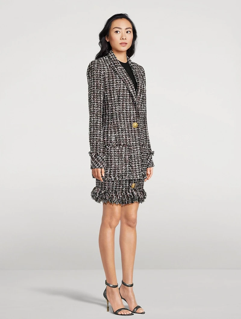 Fringed Tweed Blazer