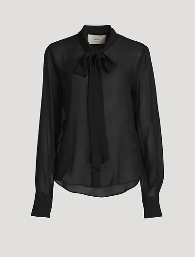 Silk Tie-Neck Shirt