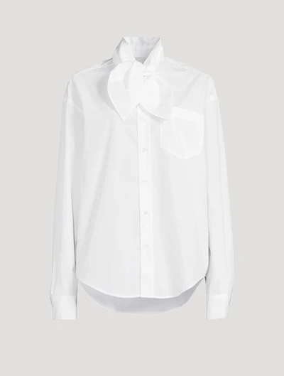 Cotton Poplin Scarf Collar Shirt