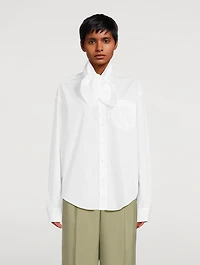 Cotton Poplin Scarf Collar Shirt