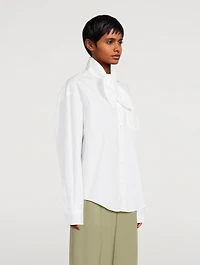 Cotton Poplin Scarf Collar Shirt