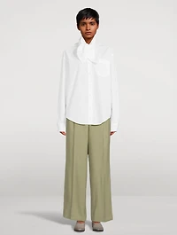 Cotton Poplin Scarf Collar Shirt