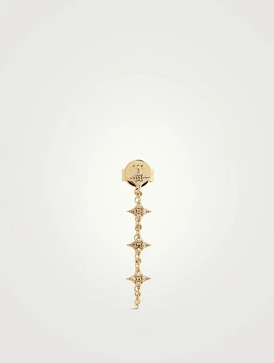 14K Gold Multi Sparkle Chain Stud Earring With Diamonds