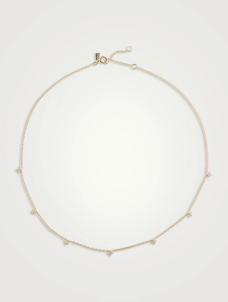 14K Gold Seven Diamond Sparkle Necklace