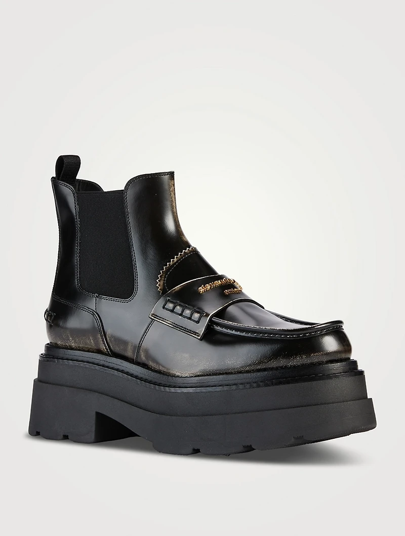 Carter Leather Platform Loafer Boots