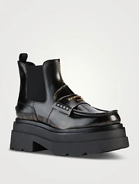 Carter Leather Platform Loafer Boots