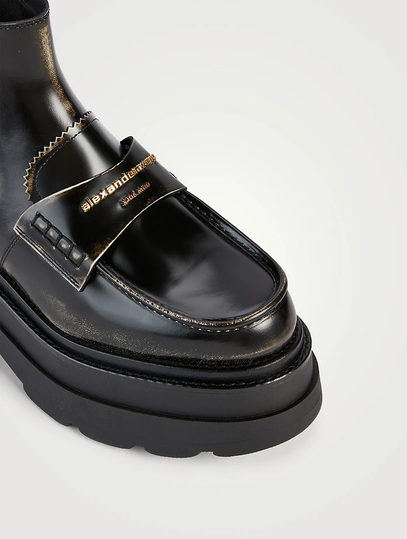 Carter Leather Platform Loafer Boots