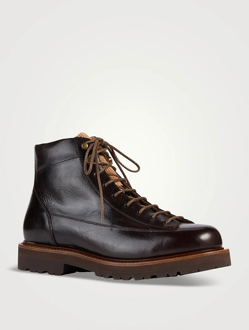 Leather Lace-Up Boots