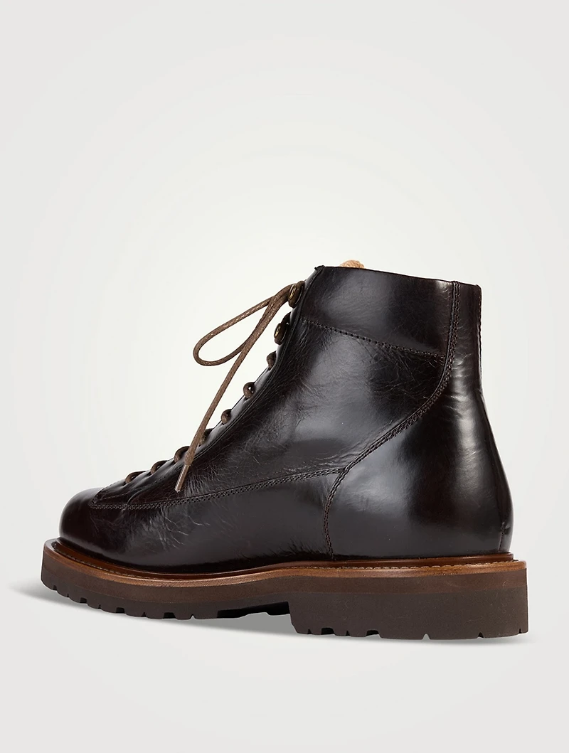 Leather Lace-Up Boots