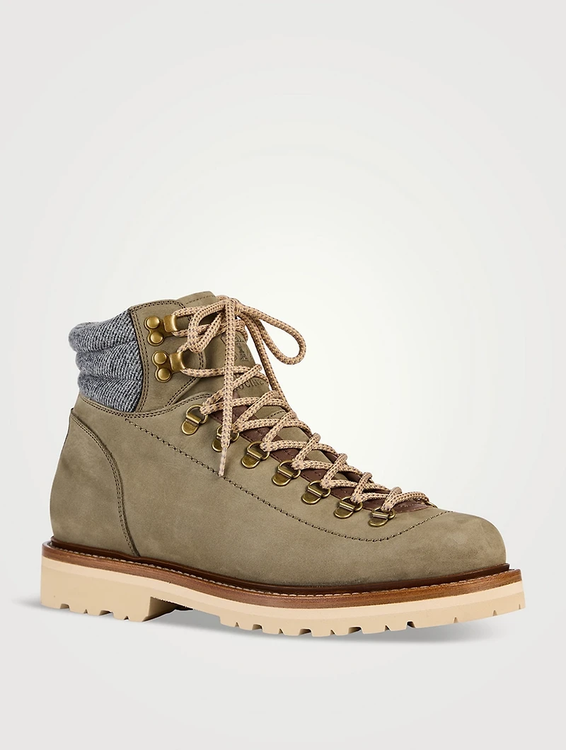 Nubuck Leather Lace-Up Boots