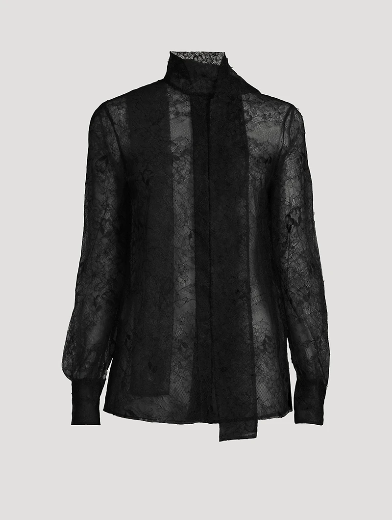 Tie-Neck Lace Blouse