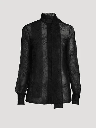 Tie-Neck Lace Blouse