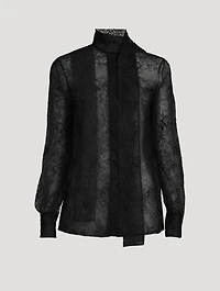 Tie-Neck Lace Blouse