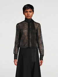 Tie-Neck Lace Blouse